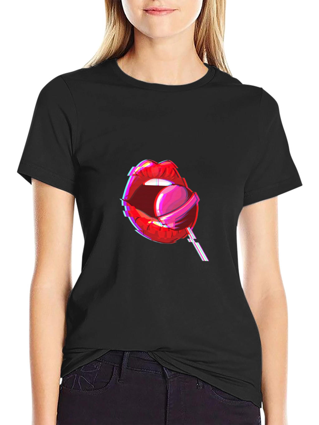Lollipop Lips Graphic Tee - Black