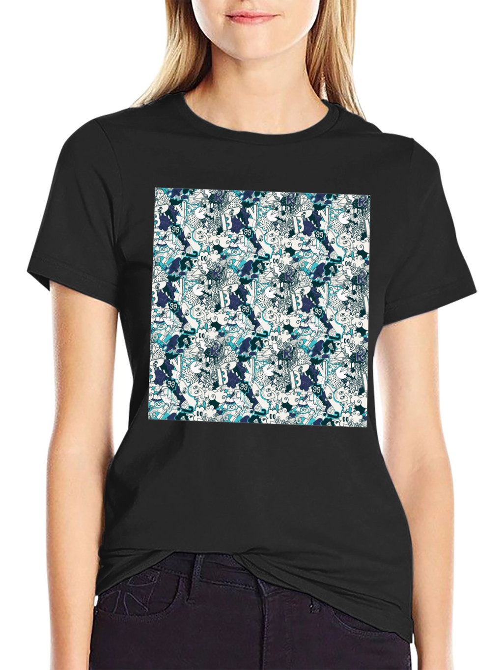 Funky Patterned Black T-Shirt