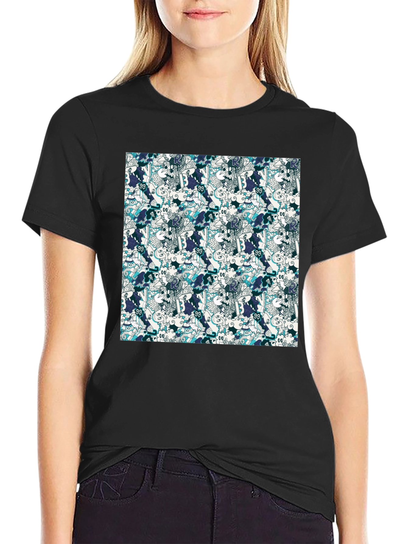 Funky Patterned Black T-Shirt