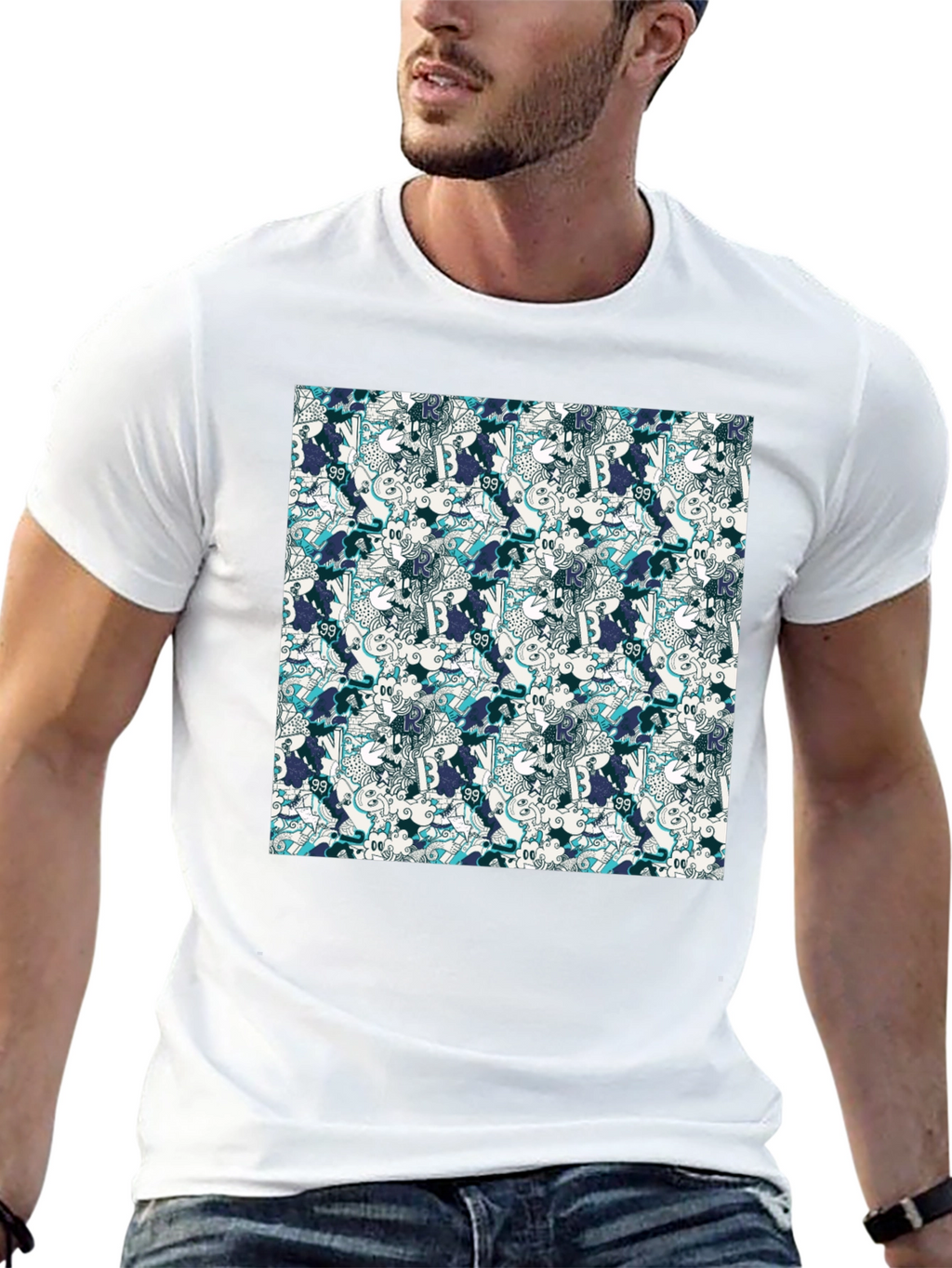 Funky Patterned Black T-Shirt