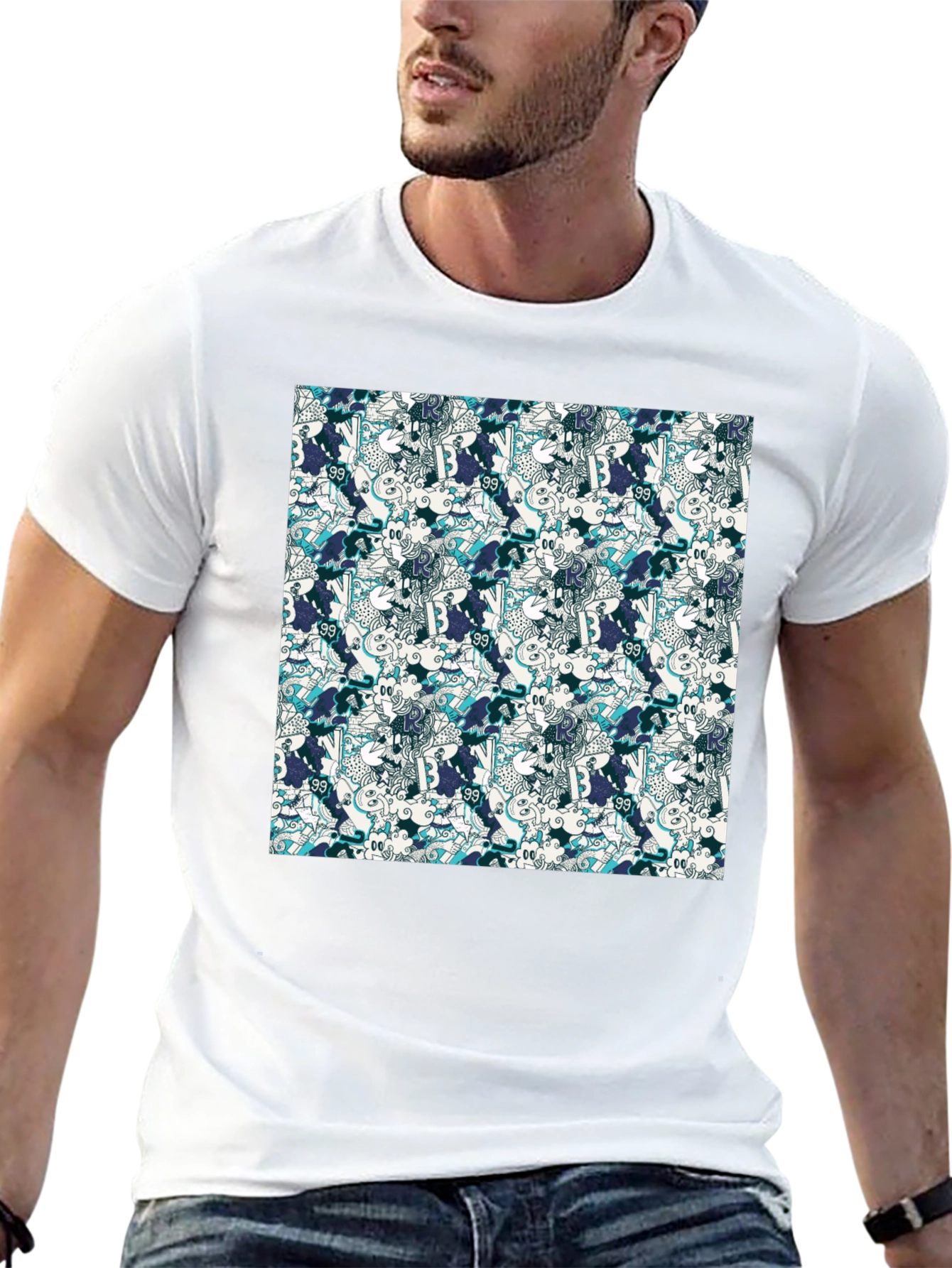 Funky Patterned Black T-Shirt
