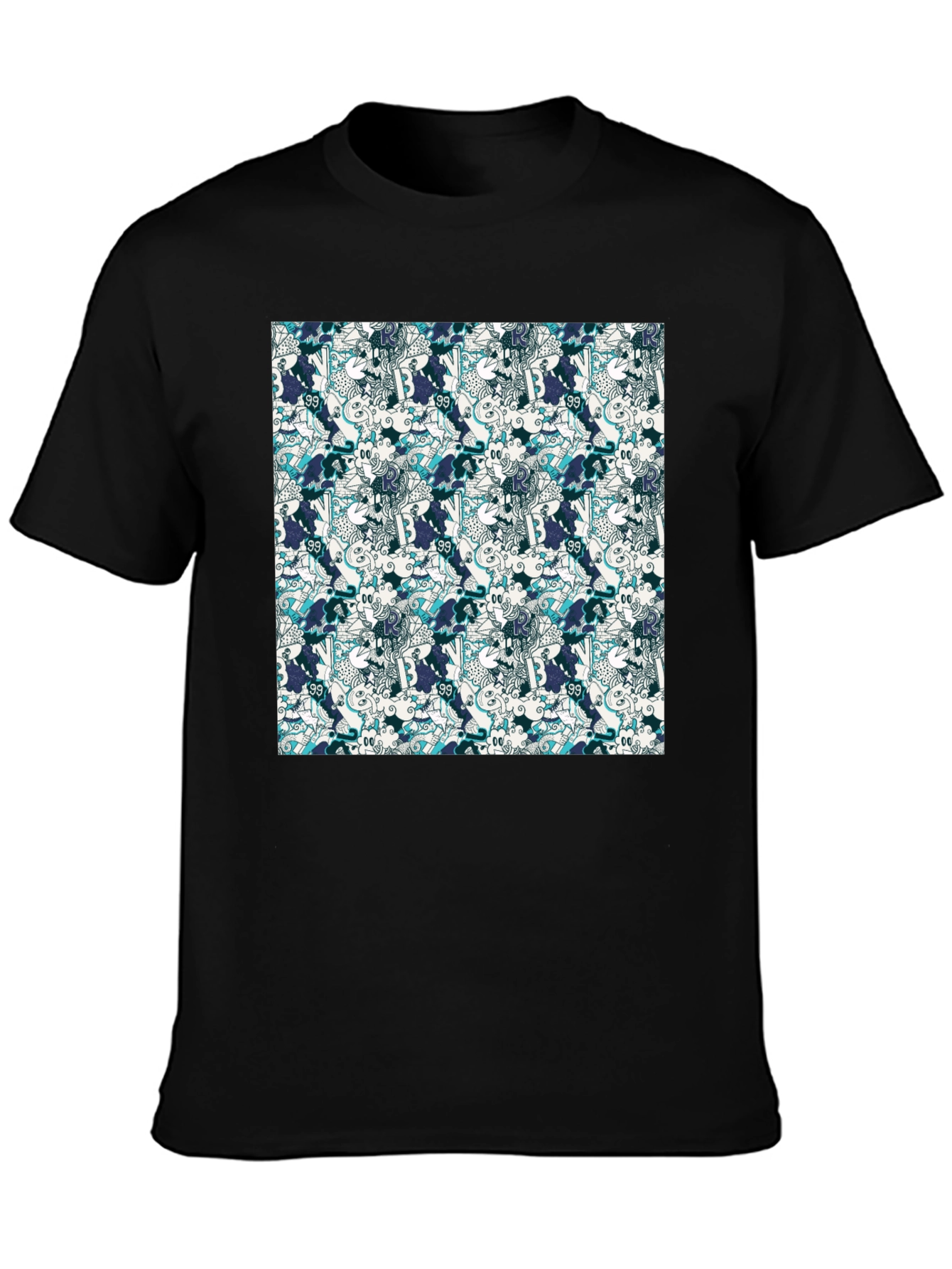 Funky Patterned Black T-Shirt