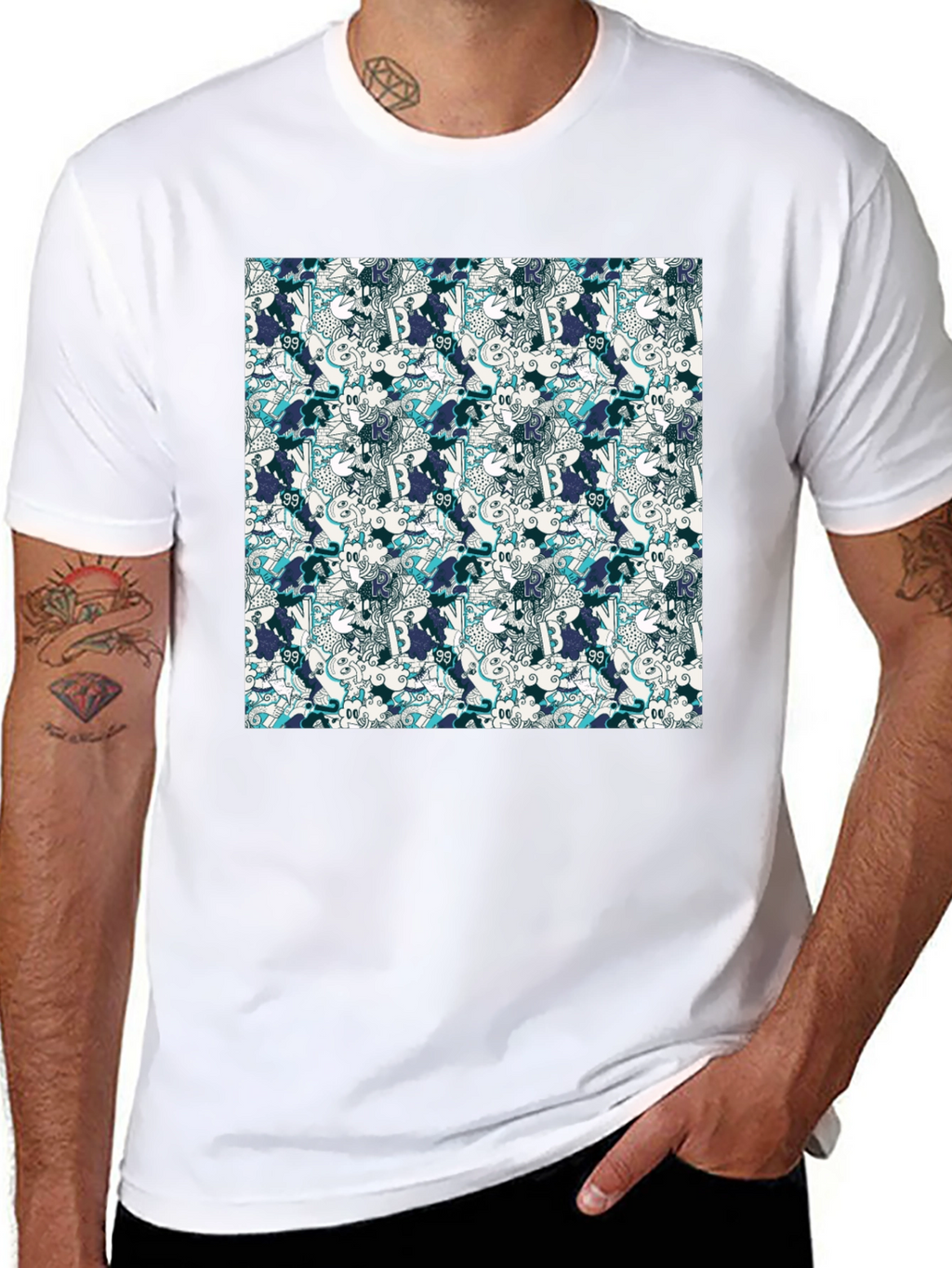 Funky Patterned Black T-Shirt