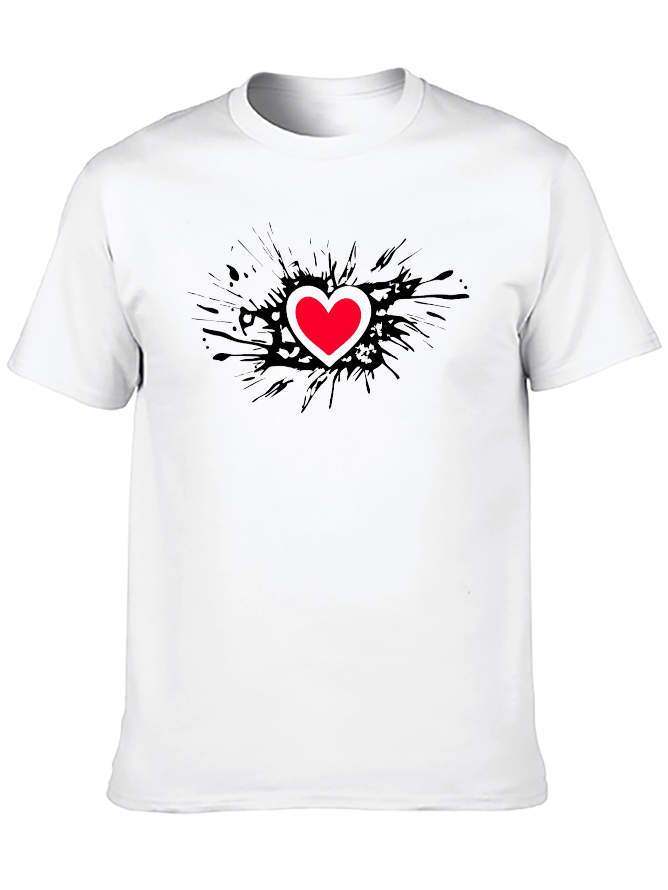 Black T-Shirt with Red Heart Graphic
