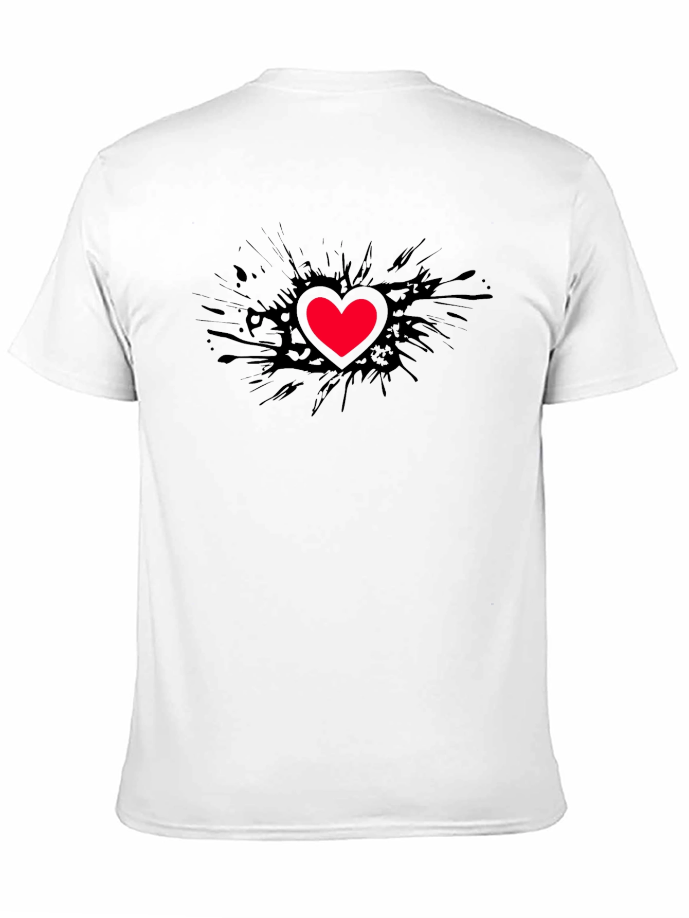 Black T-Shirt with Red Heart Graphic