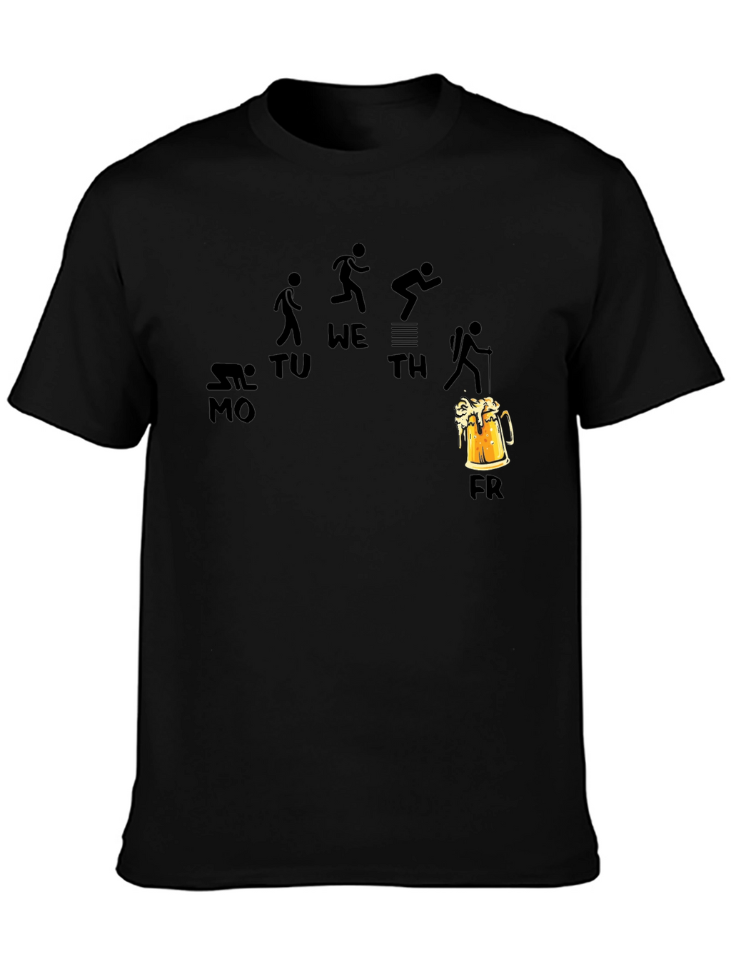 Funny Weekday Workout Beer Friday Black T-Shirt