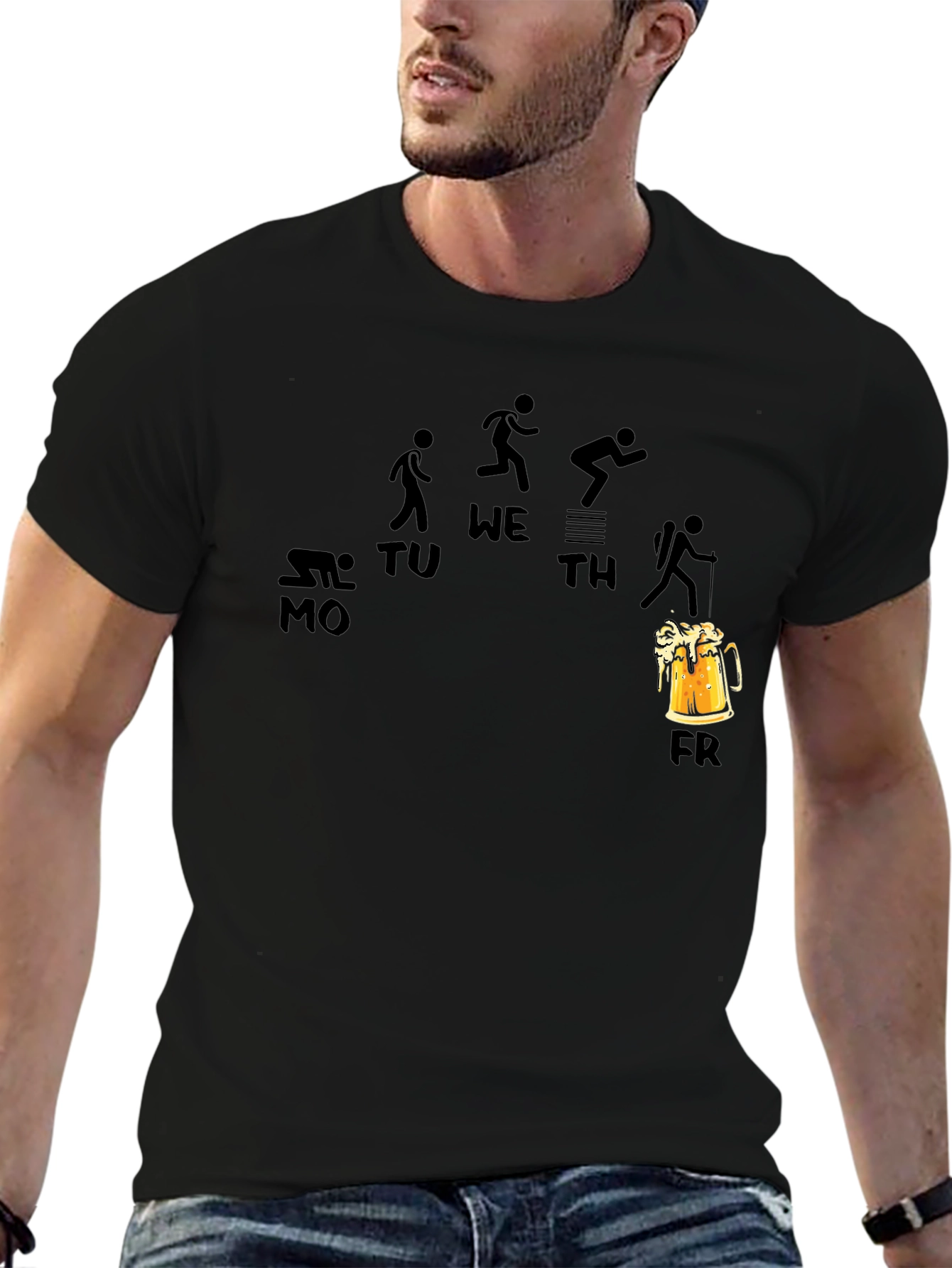 Funny Weekday Workout Beer Friday Black T-Shirt
