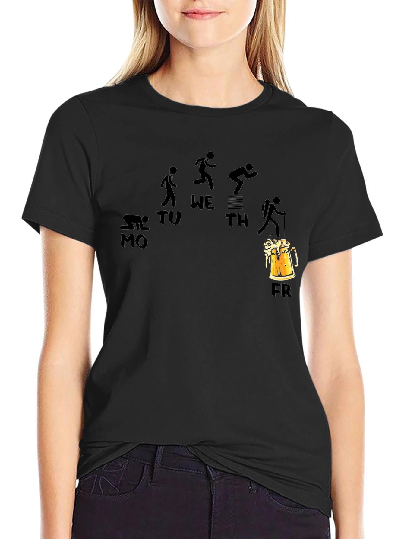 Funny Weekday Workout Beer Friday Black T-Shirt