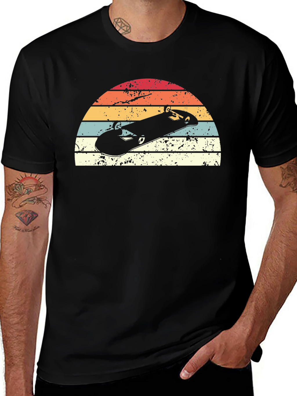 Retro Skateboard Sunset Graphic T-Shirt