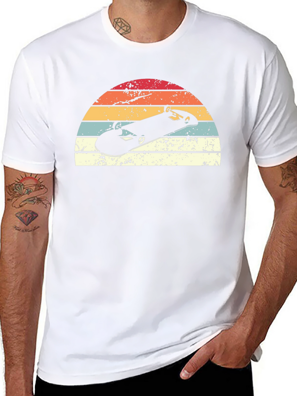 Retro Skateboard Sunset Graphic T-Shirt