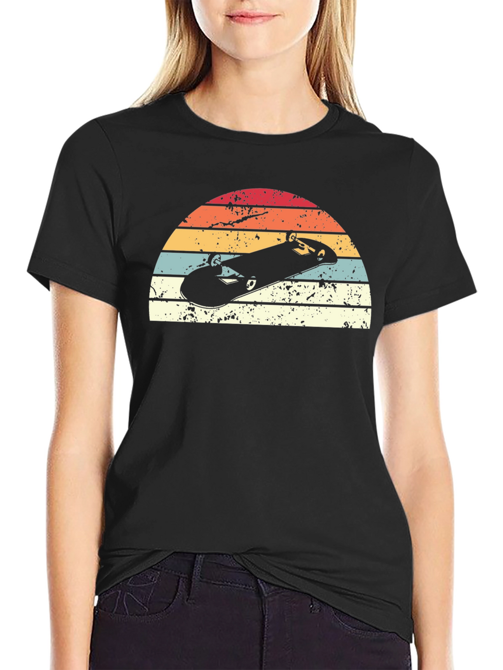 Retro Skateboard Sunset Graphic T-Shirt
