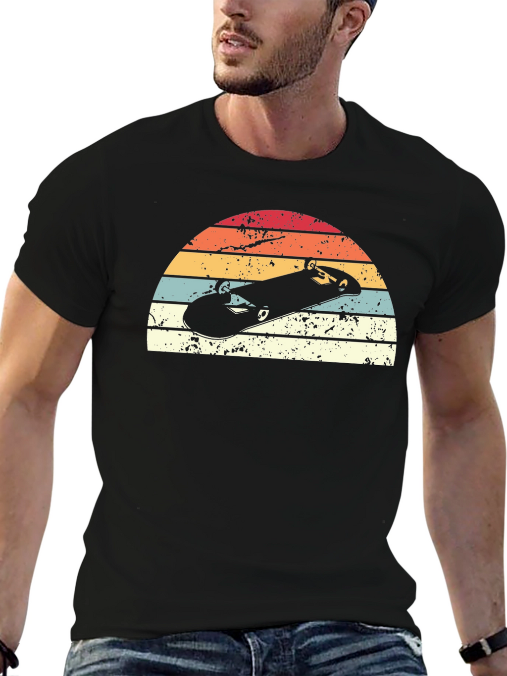 Retro Skateboard Sunset Graphic T-Shirt