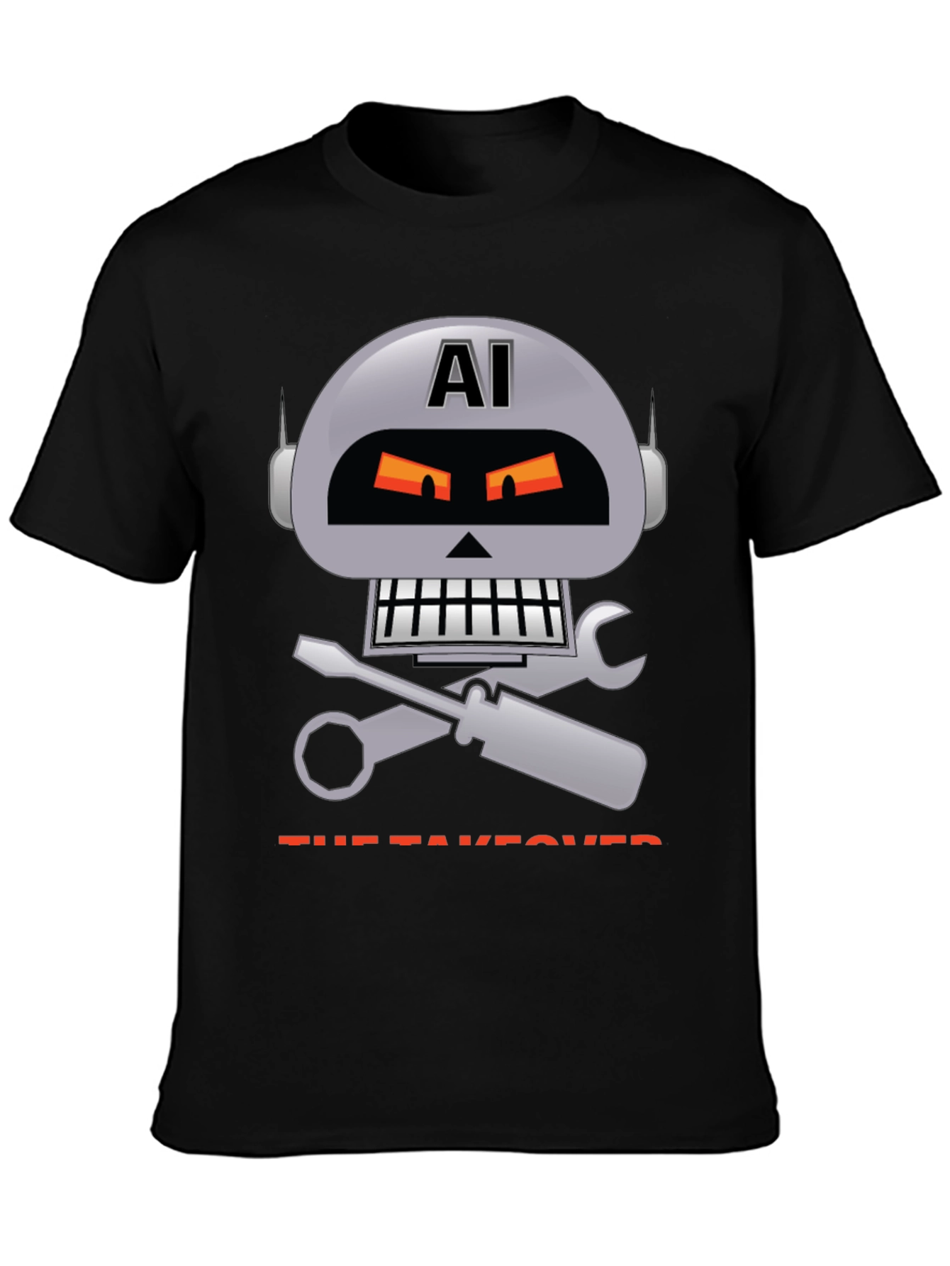 AI Robot Takeover Graphic T-Shirt - Mens Black Tee