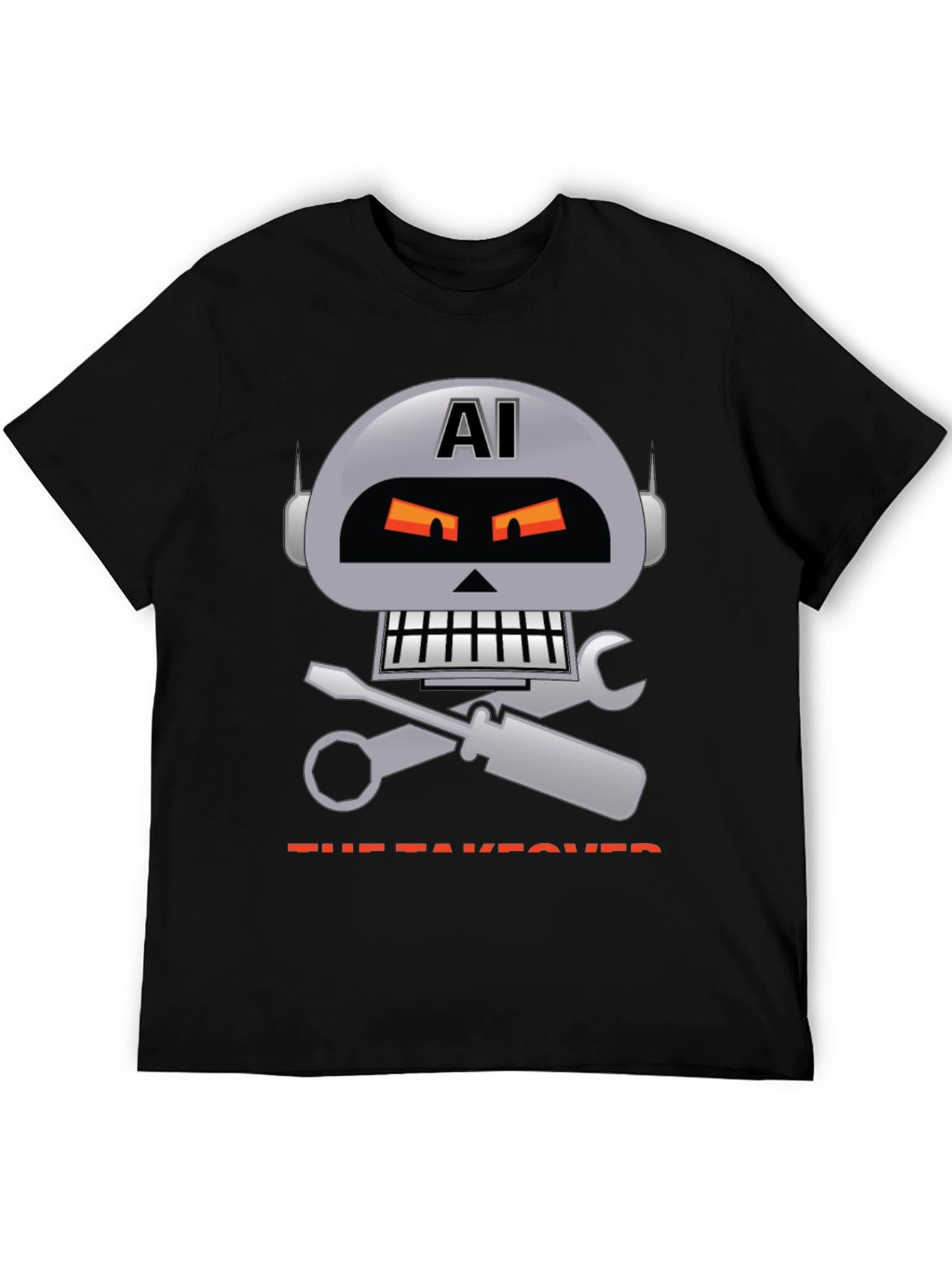 AI Robot Takeover Graphic T-Shirt - Mens Black Tee