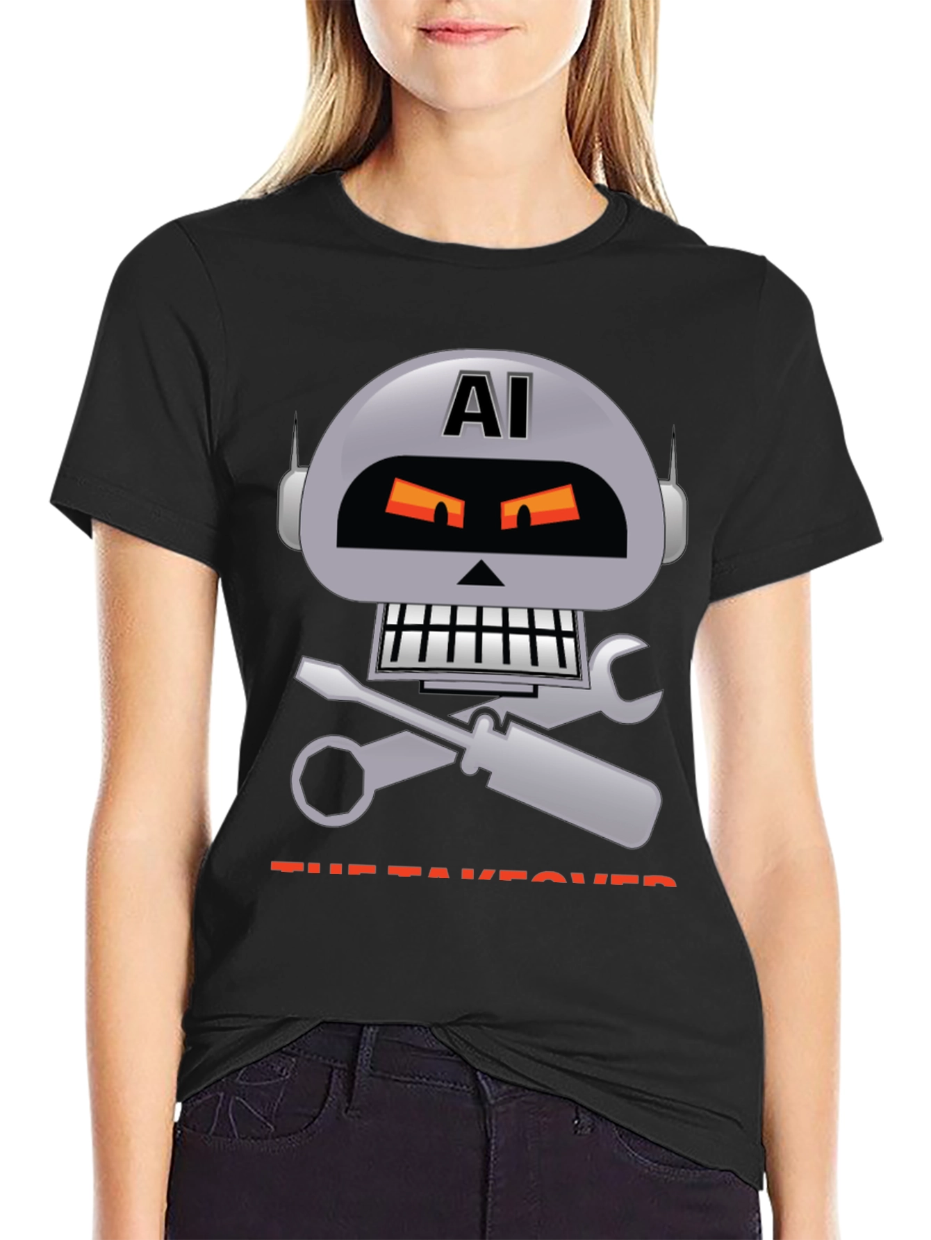 AI Robot Takeover Graphic T-Shirt - Mens Black Tee
