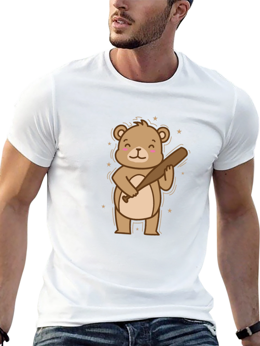 Bear With Bat T-Shirt - Graphic Tee