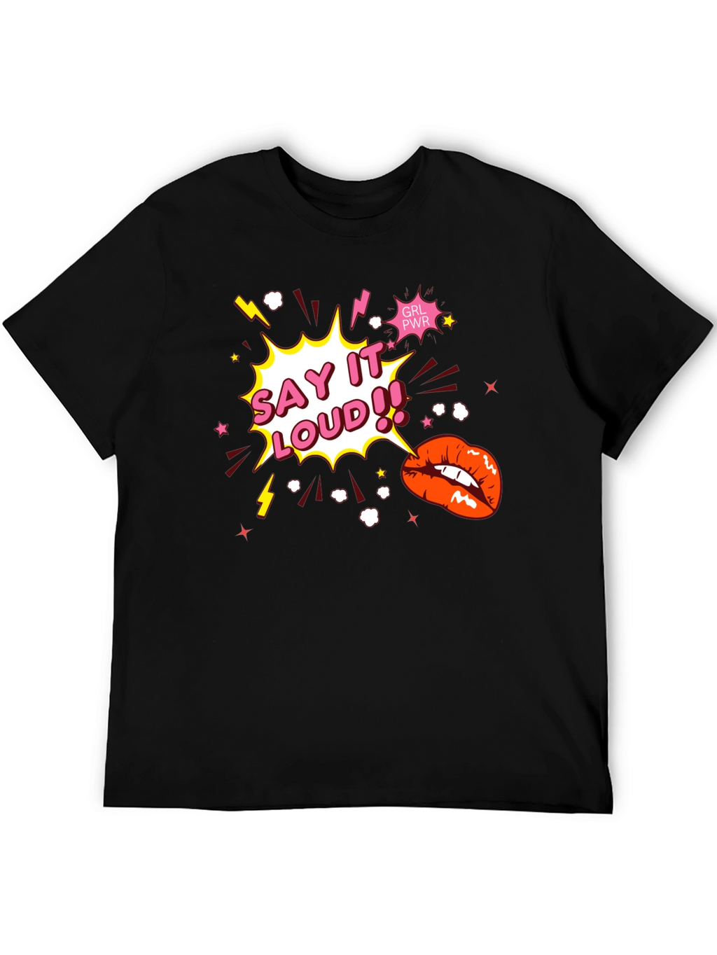 Say It Loud! Graphic Print Black T-Shirt