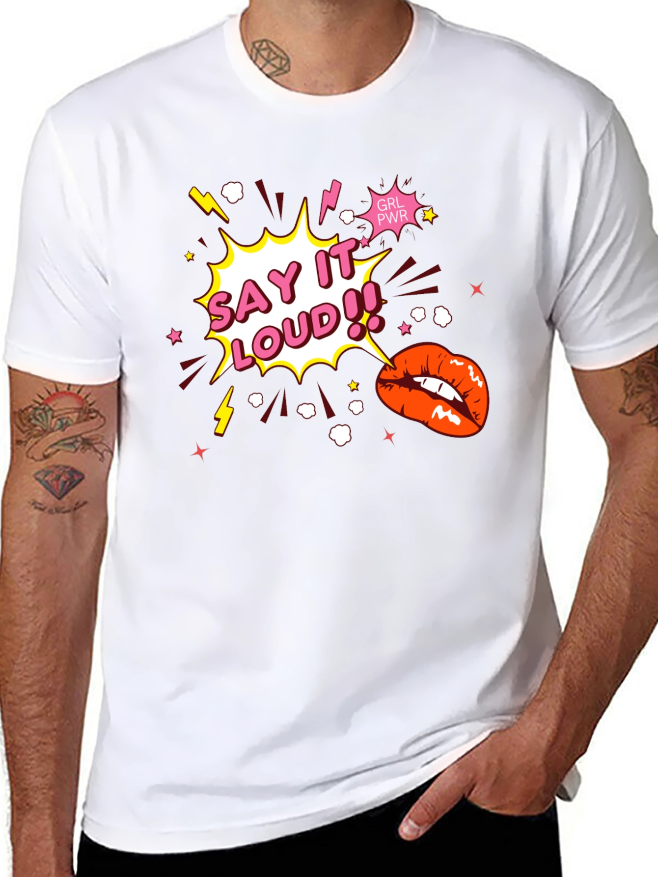 Say It Loud! Graphic Print Black T-Shirt