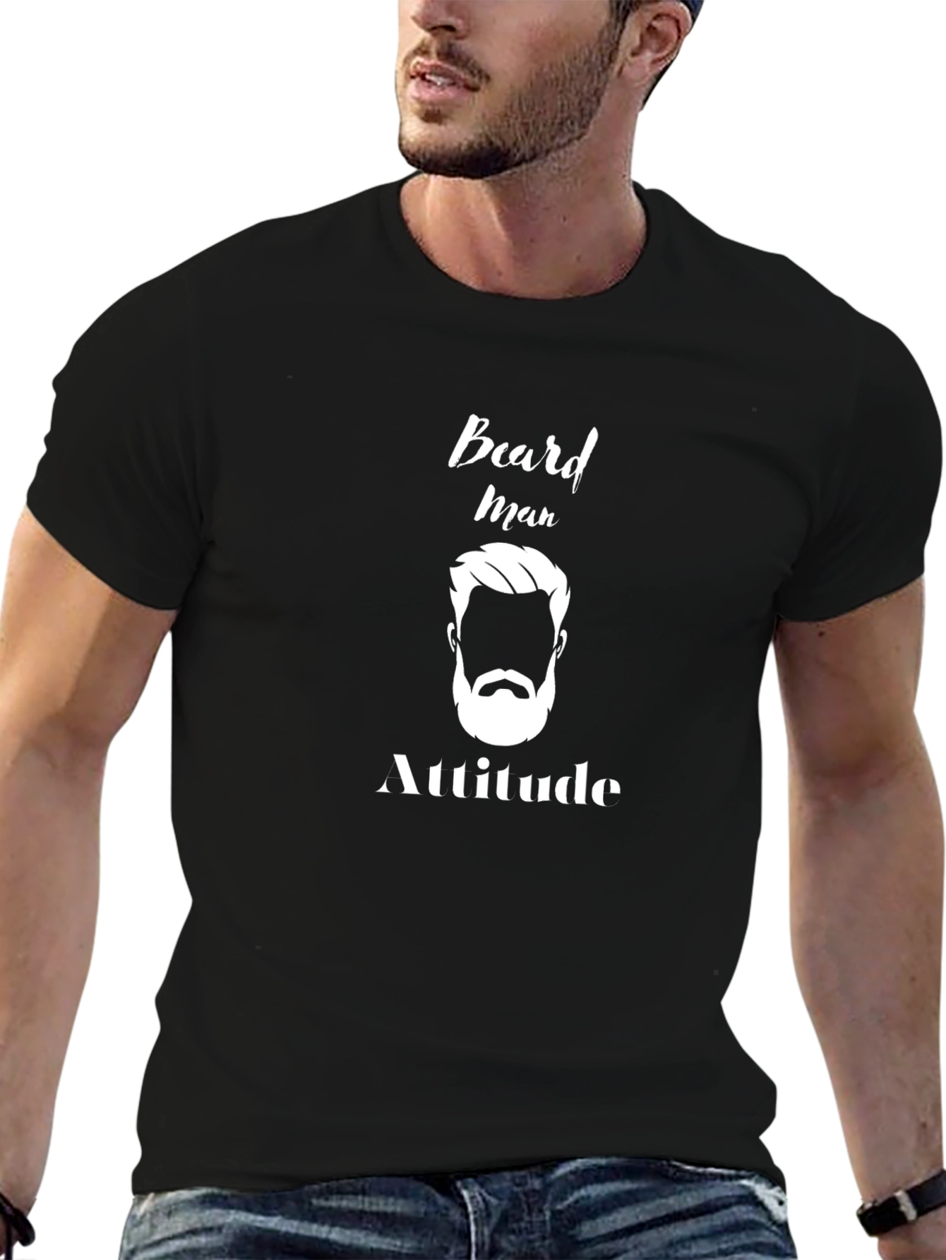Beard Man Attitude Graphic Tee - Stylish Mens T-Shirt