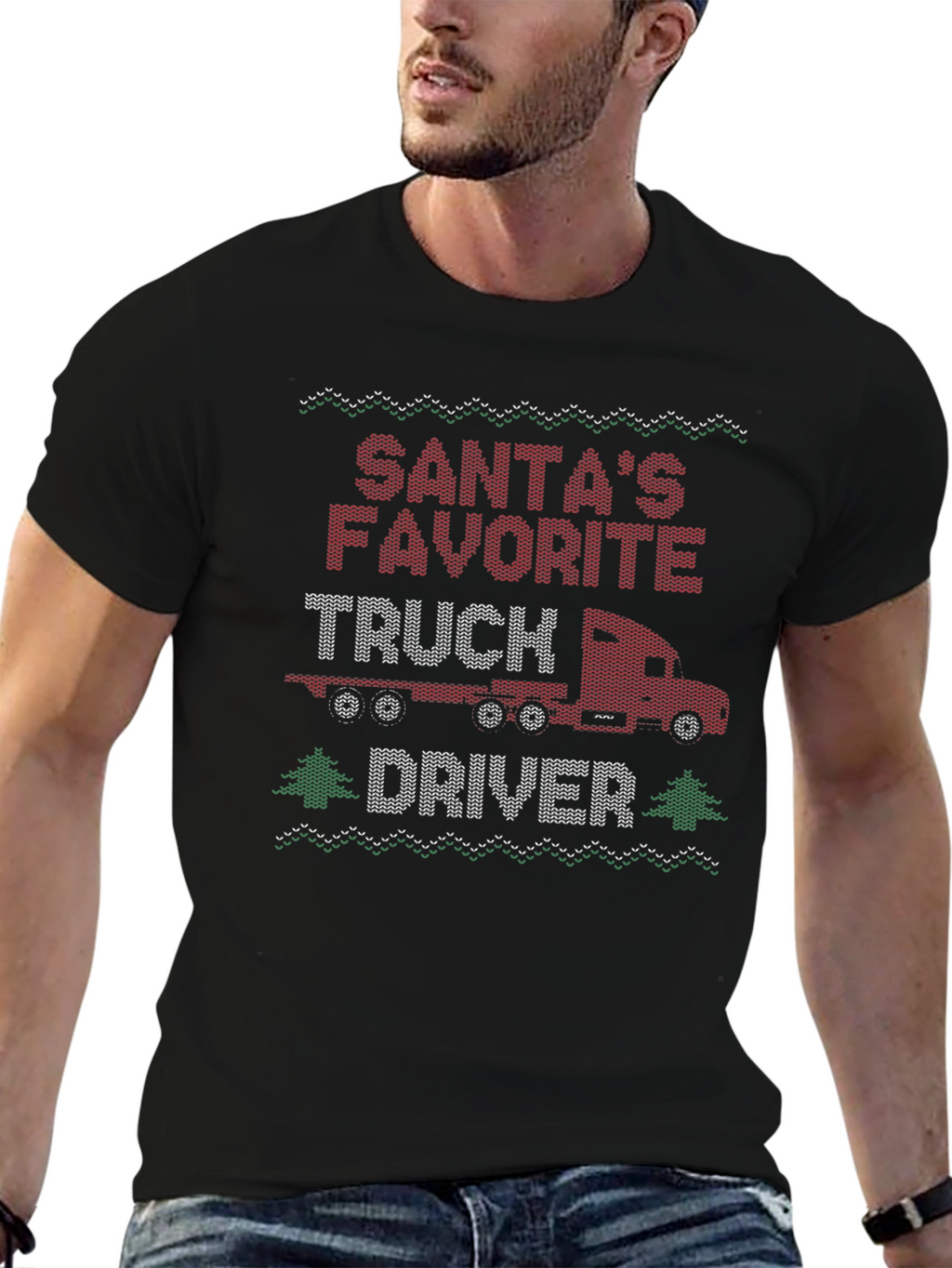 Santas Favorite Truck Driver Ugly Christmas Sweater T-Shirt