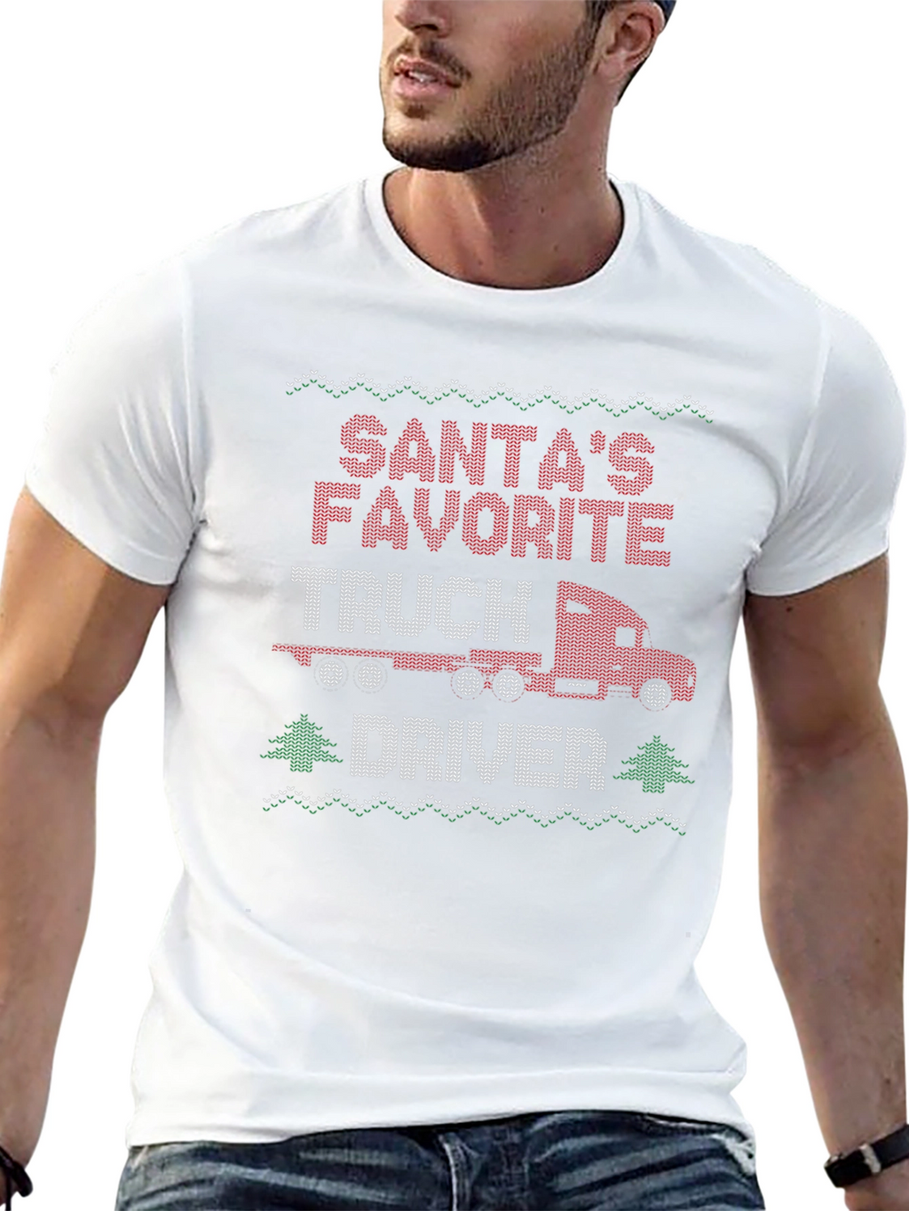 Santas Favorite Truck Driver Ugly Christmas Sweater T-Shirt