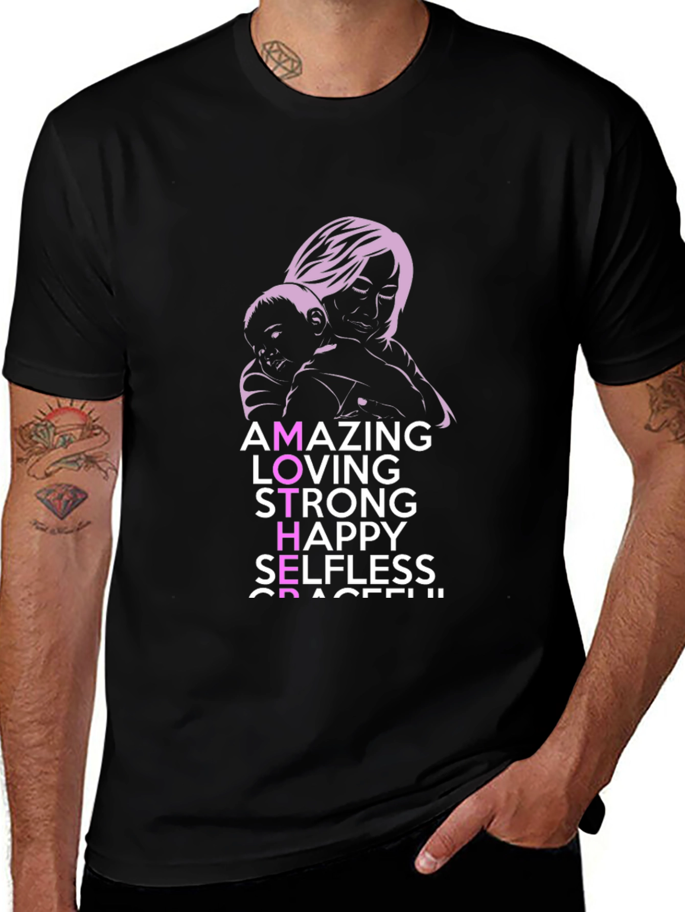 Amazing Mother Graphic Tee - Black