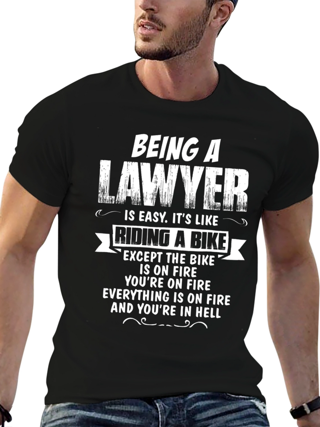 Funny Lawyer Bike On Fire Novelty T-Shirt
