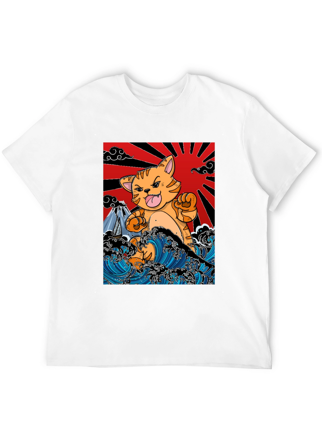 Japanese Cat Wave T-Shirt - Fun Graphic Tee