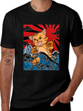 Japanese Cat Wave T-Shirt - Fun Graphic Tee