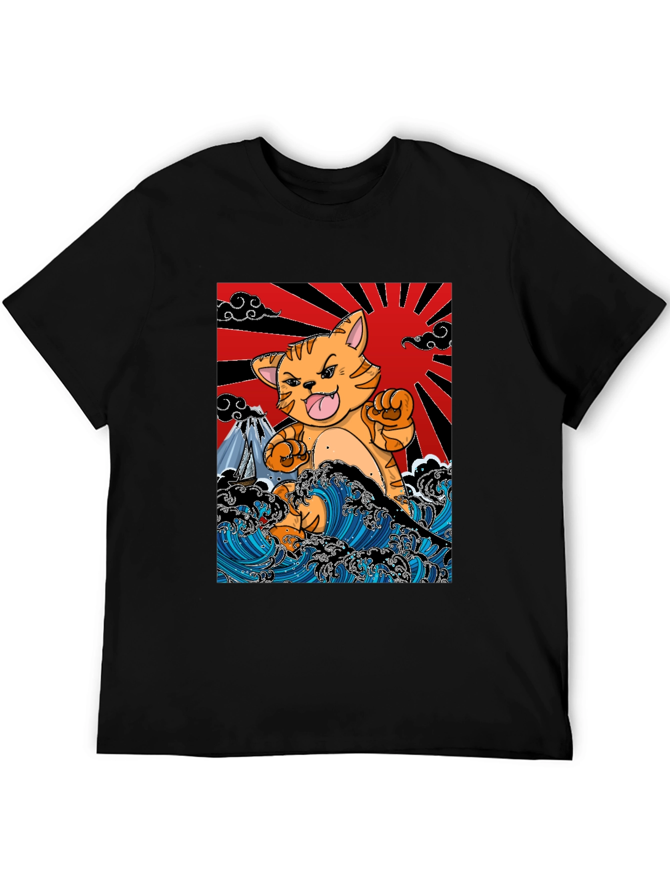 Japanese Cat Wave T-Shirt - Fun Graphic Tee