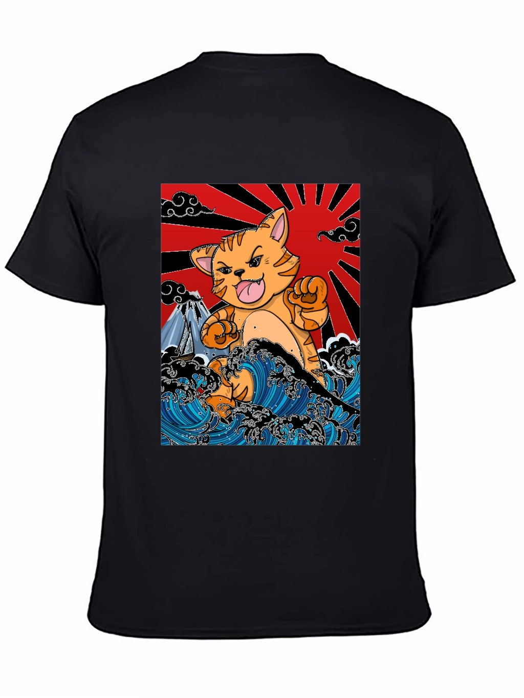Japanese Cat Wave T-Shirt - Fun Graphic Tee