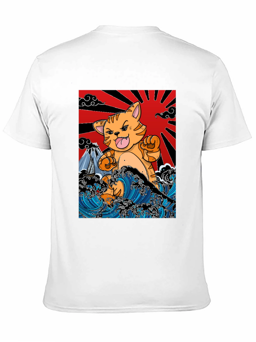 Japanese Cat Wave T-Shirt - Fun Graphic Tee