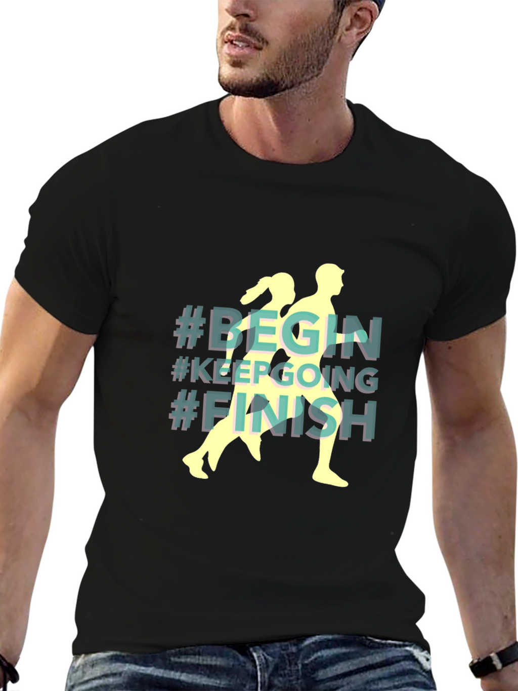 Begin Keep Going Finish Black T-Shirt