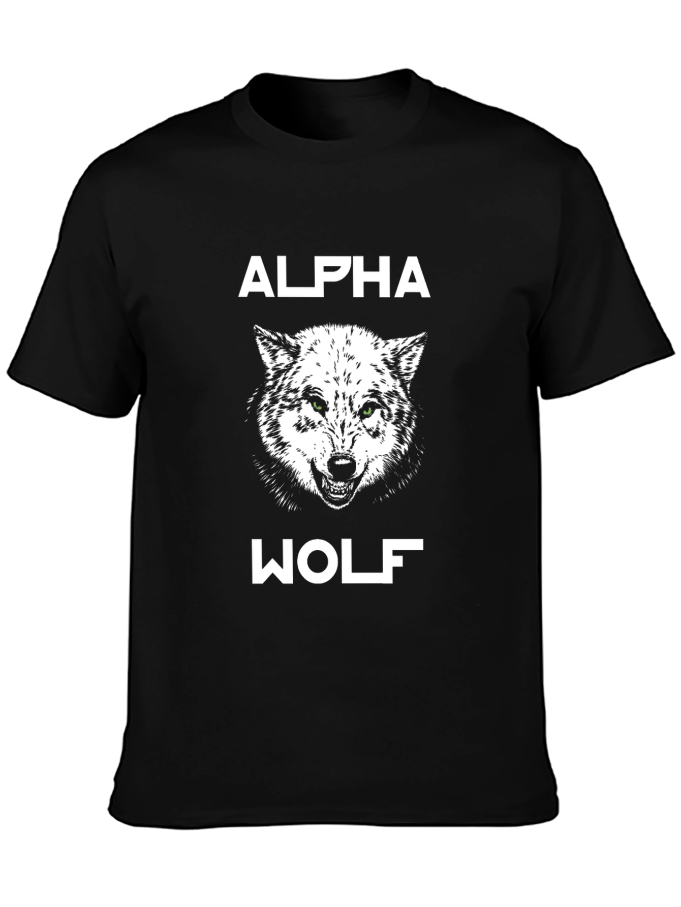 Alpha Wolf Graphic Tee - Black Cotton T-Shirt