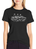 Rowing Team Graphic Tee - Black Cotton T-Shirt