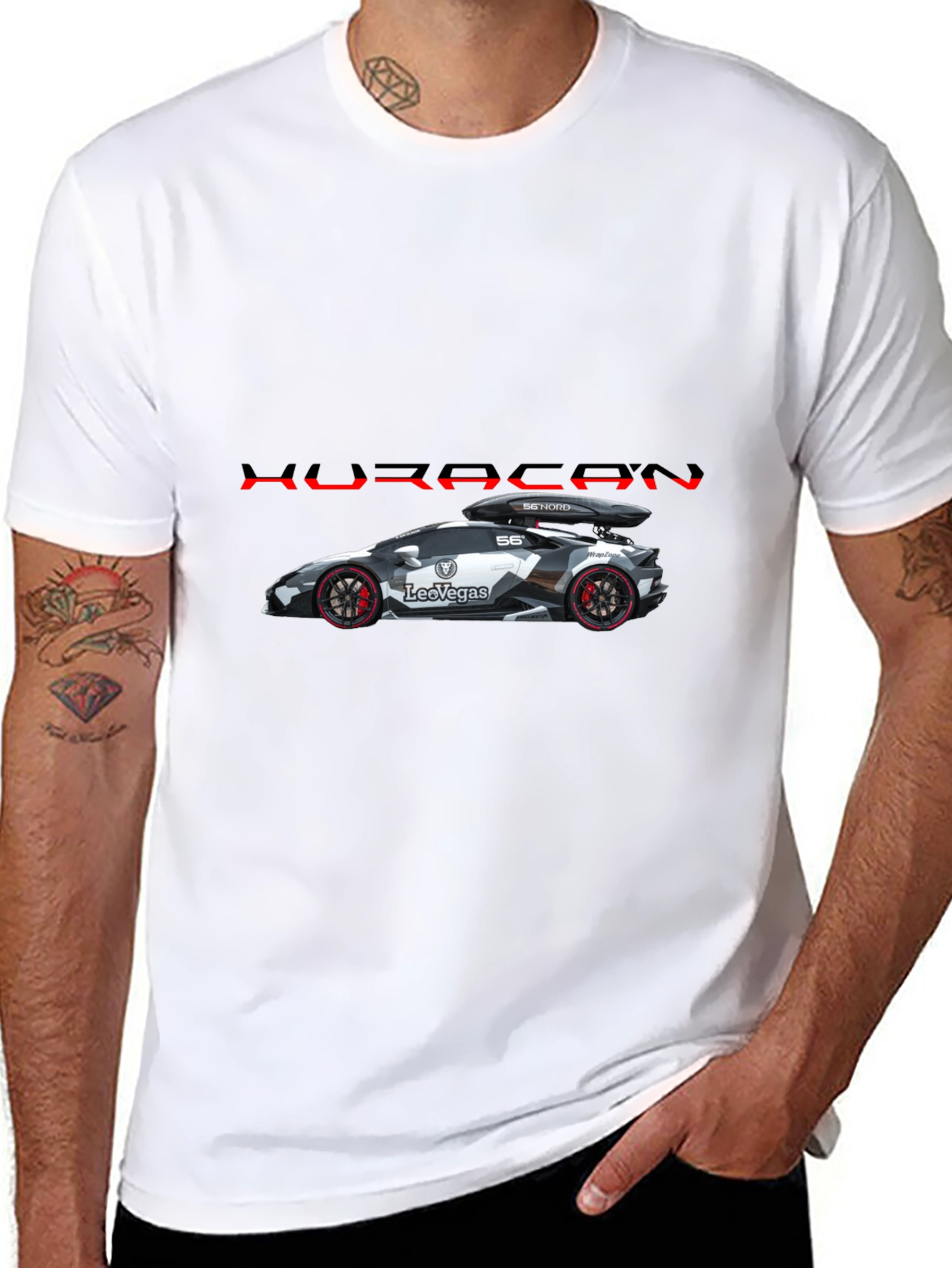 Huracan Car Graphic T-Shirt - Black