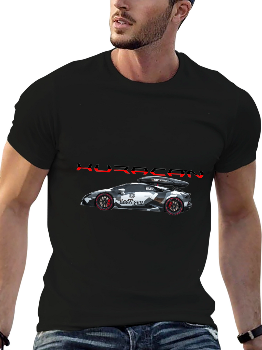 Huracan Car Graphic T-Shirt - Black