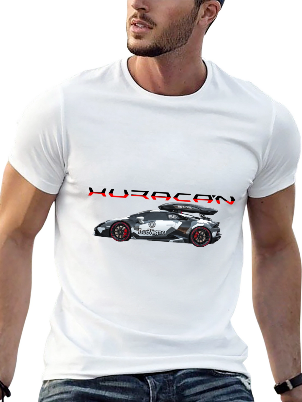 Huracan Car Graphic T-Shirt - Black