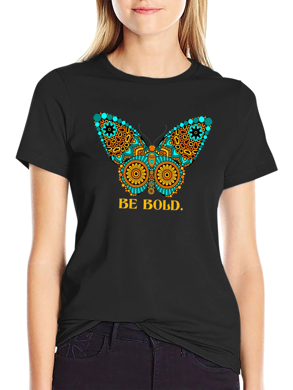 Be Bold Butterfly Graphic Tee - Black