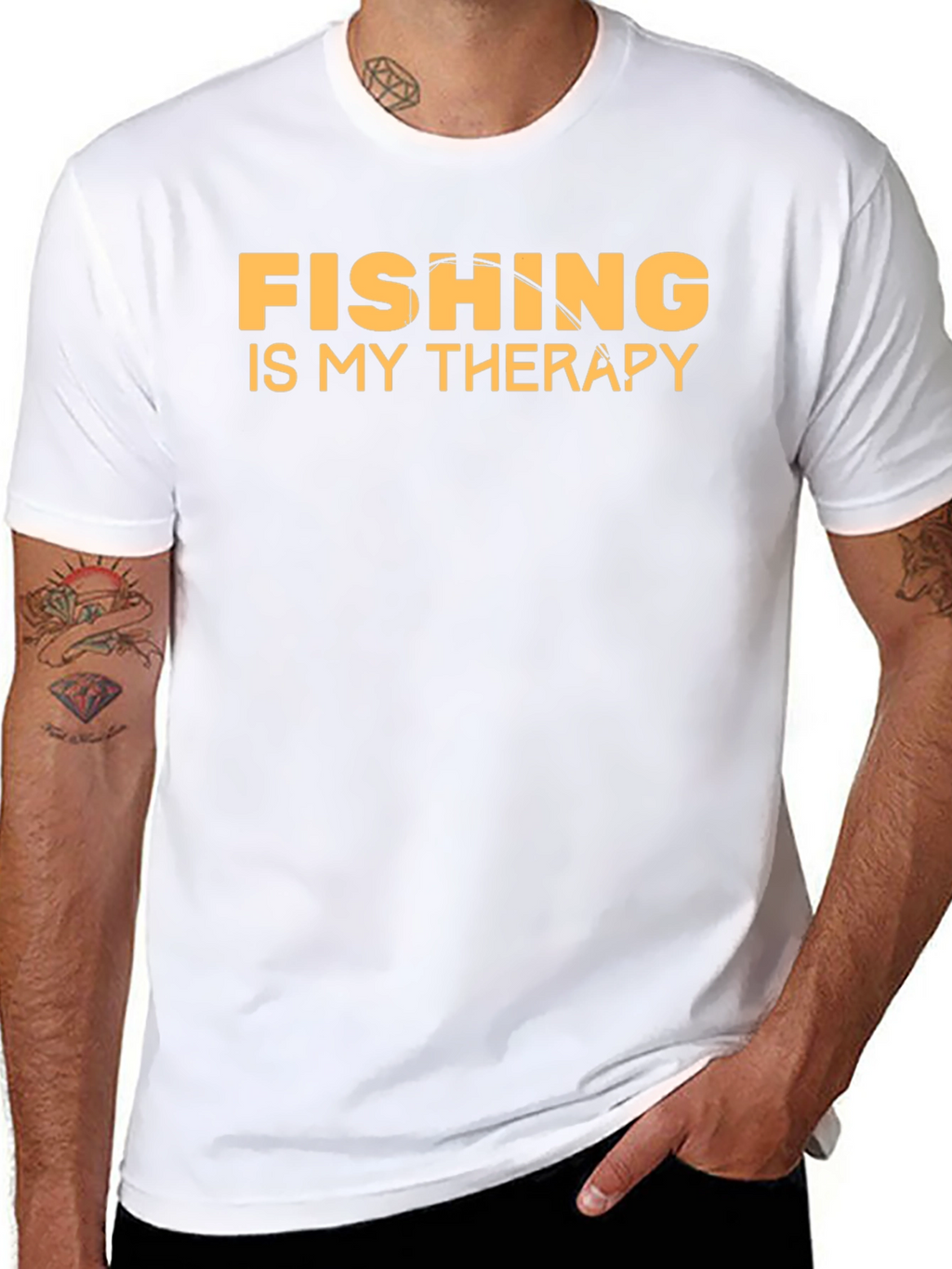 Fishing is My Therapy T-Shirt Black