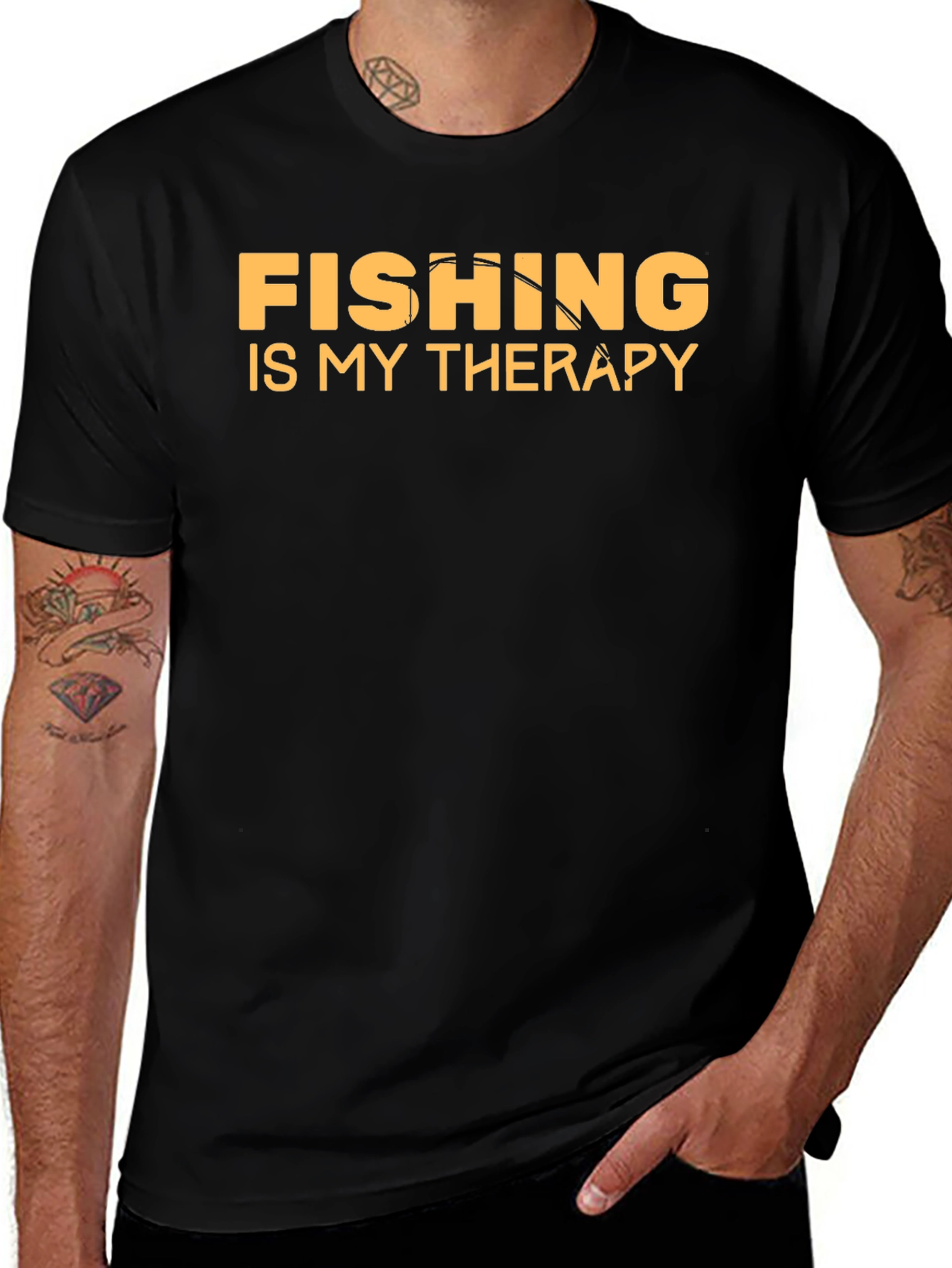 Fishing is My Therapy T-Shirt Black