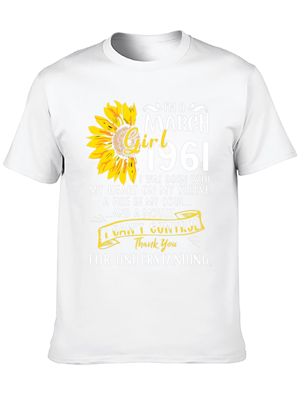 March Girl 1961 T-Shirt Sunflower Birthday Tee