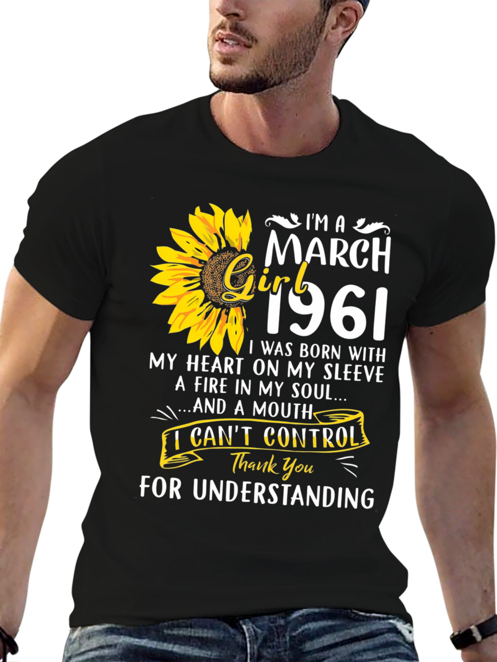 March Girl 1961 T-Shirt Sunflower Birthday Tee