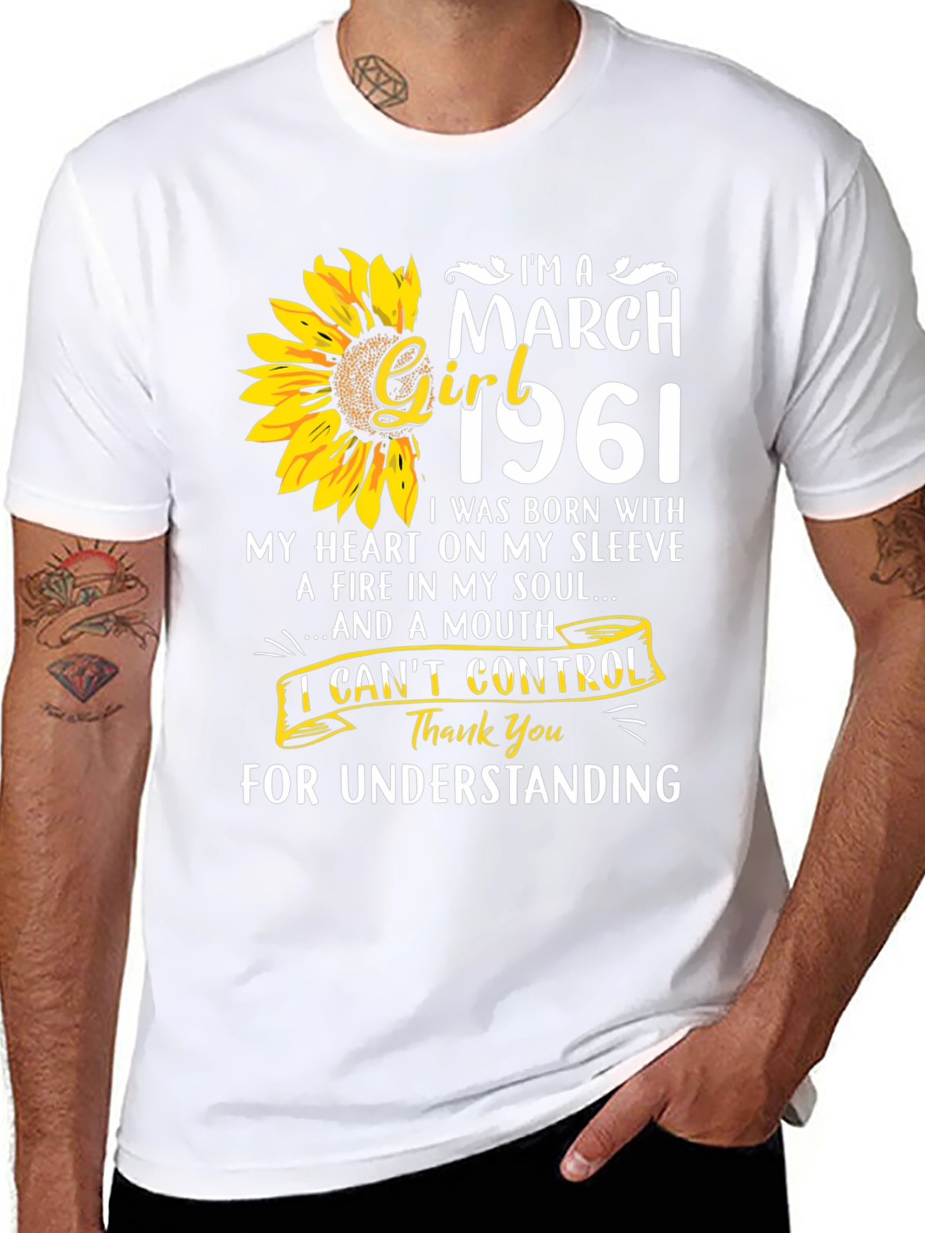 March Girl 1961 T-Shirt Sunflower Birthday Tee