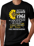 March Girl 1961 T-Shirt Sunflower Birthday Tee