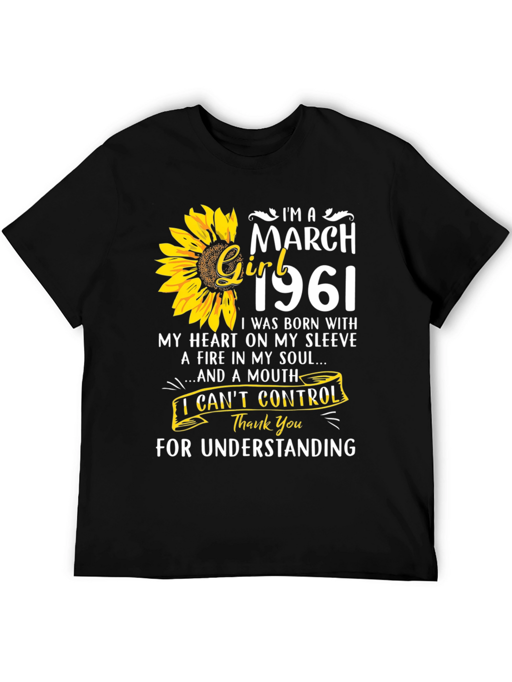 March Girl 1961 T-Shirt Sunflower Birthday Tee