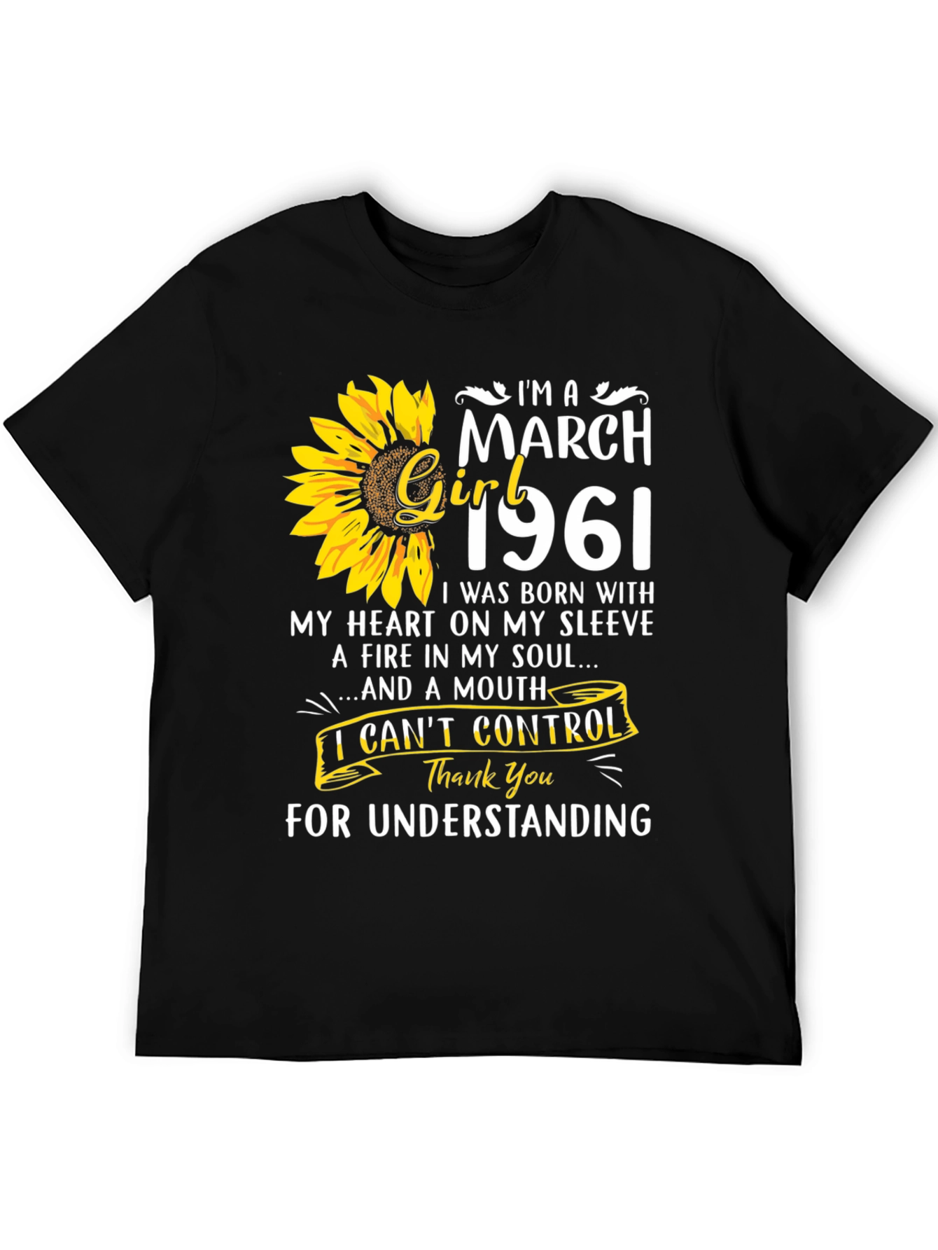 March Girl 1961 T-Shirt Sunflower Birthday Tee