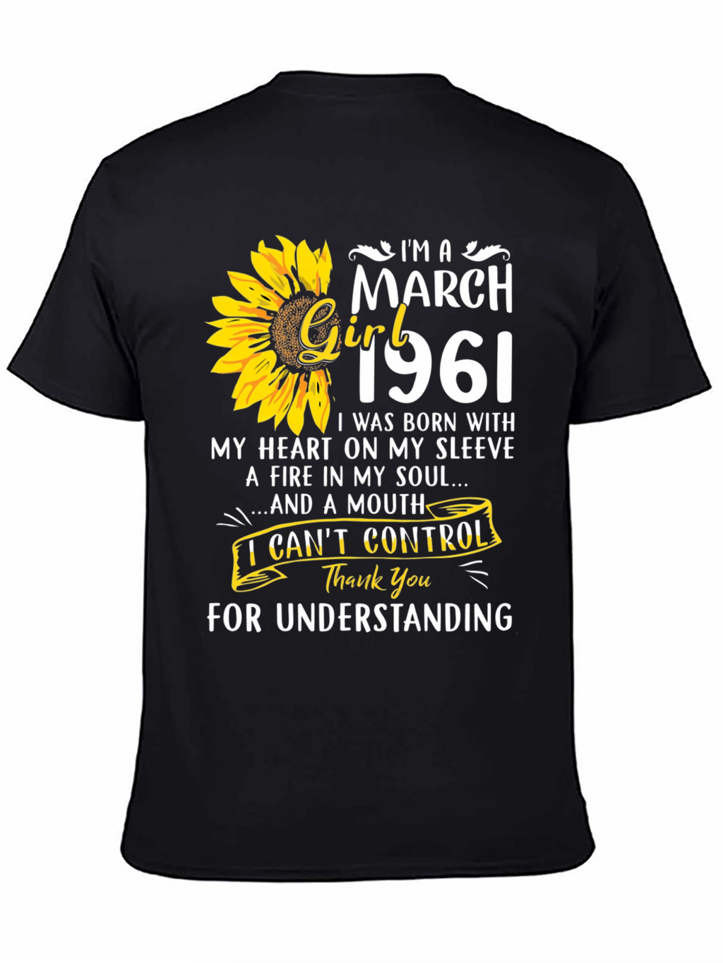 March Girl 1961 T-Shirt Sunflower Birthday Tee