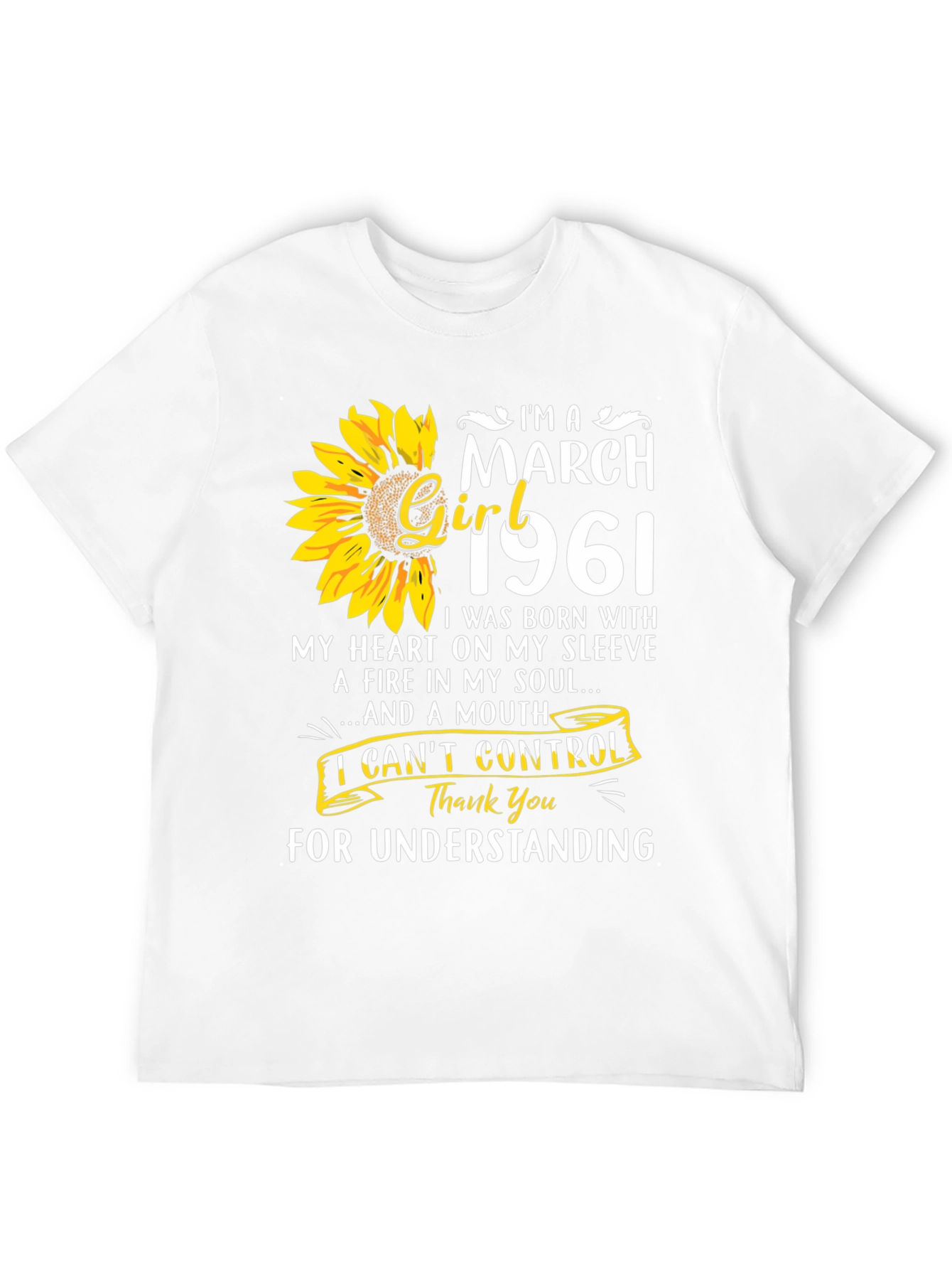 March Girl 1961 T-Shirt Sunflower Birthday Tee