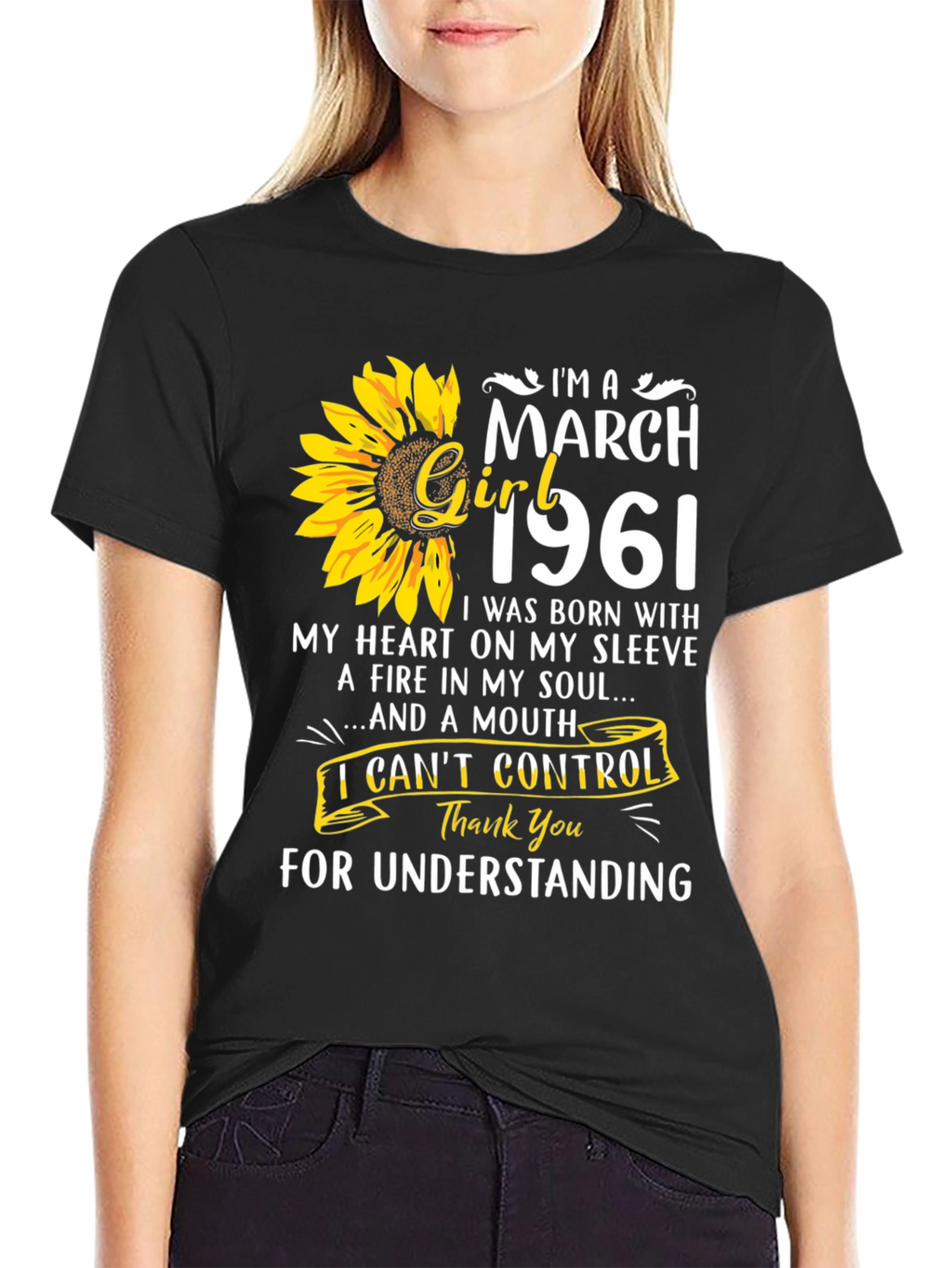 March Girl 1961 T-Shirt Sunflower Birthday Tee